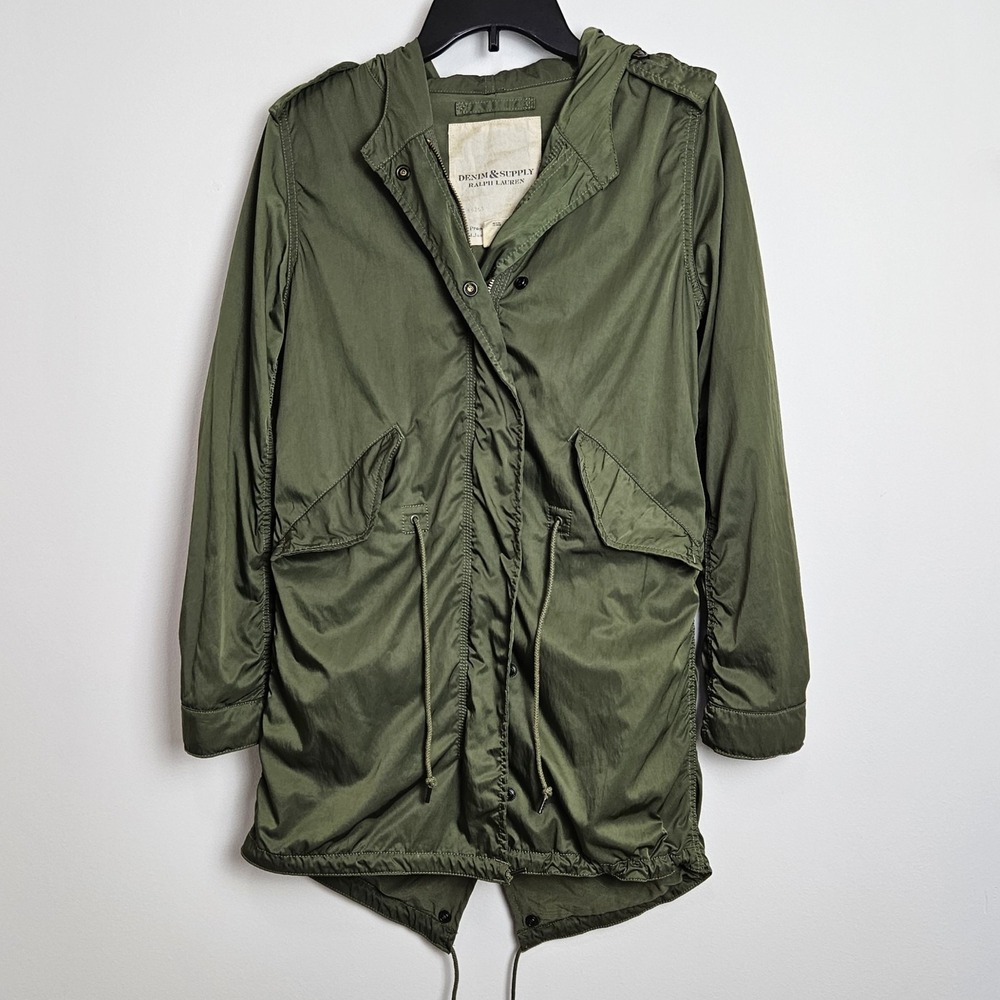 Ralph Lauren Denim and Supply‎ Coat Womens Sz XS Hooded Pockets Army Green